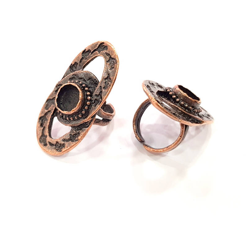 Copper Ring Blank inlay Ring Blank Mosaic Ring Bezel Base Settings Cabochon Mountings (10mm blank ) Antique Copper Plated Brass G8996