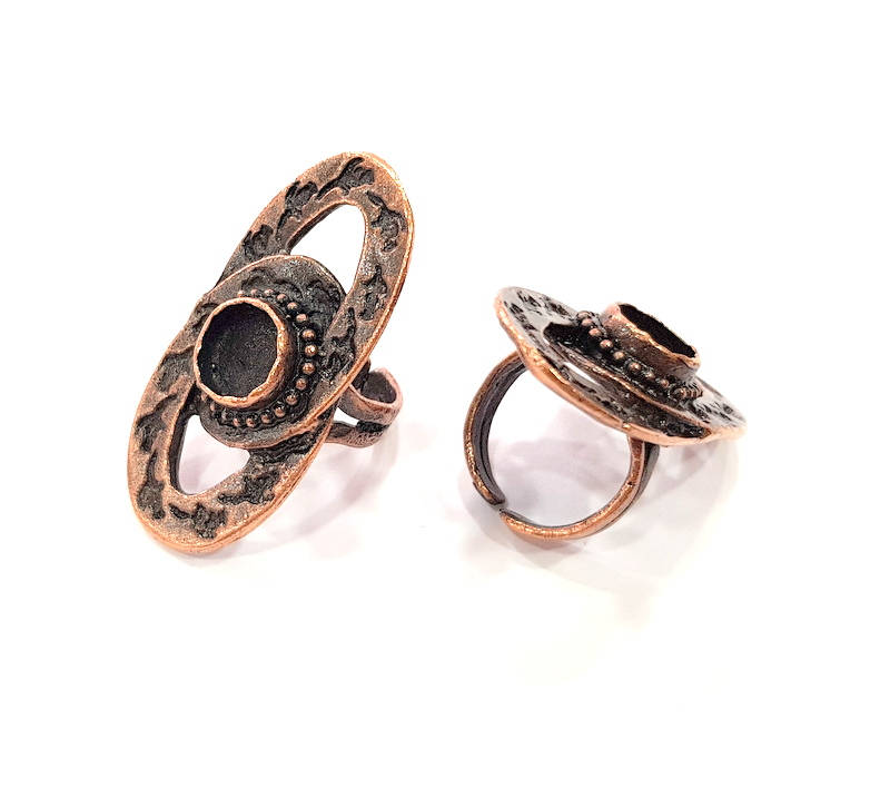 Copper Ring Blank inlay Ring Blank Mosaic Ring Bezel Base Settings Cabochon Mountings (10mm blank ) Antique Copper Plated Brass G8996
