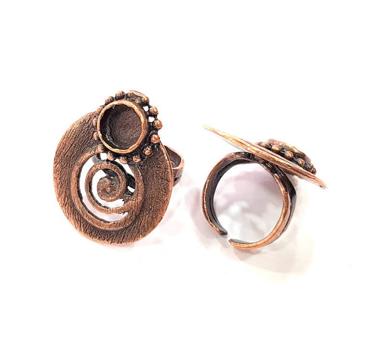 Copper Ring Blank inlay Ring Blank Mosaic Ring Bezel Base Settings Cabochon Mountings (10mm blank ) Antique Copper Plated Brass G8997