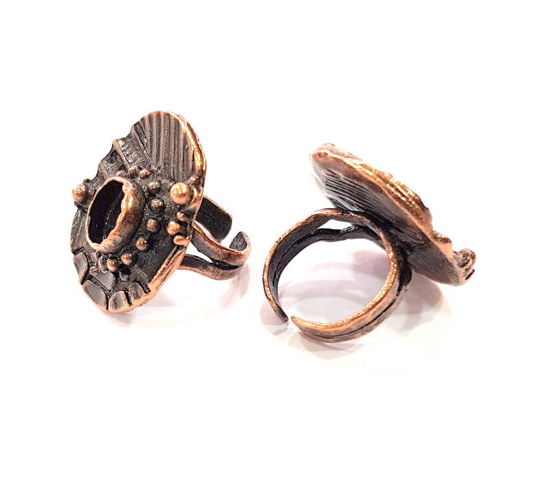 Copper Ring Blank inlay Ring Blank Mosaic Ring Bezel Base Settings Cabochon Mountings (10mm blank ) Antique Copper Plated Brass G8998