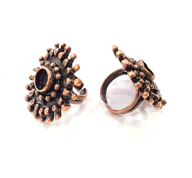 Copper Ring Blank inlay Ring Blank Mosaic Ring Bezel Base Settings Cabochon Mountings (10mm blank ) Antique Copper Plated Brass G8999
