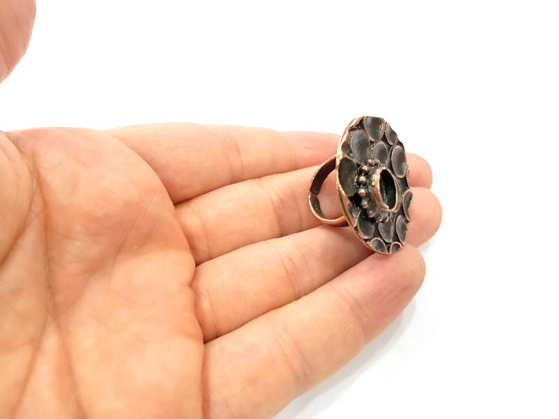 Copper Ring Blank inlay Ring Blank Mosaic Ring Bezel Base Settings Cabochon Mountings (10mm blank ) Antique Copper Plated Brass G9000