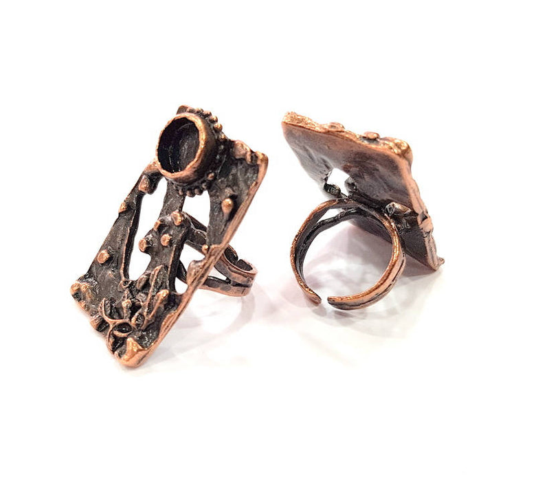 Copper Ring Blank inlay Ring Blank Mosaic Ring Bezel Base Settings Cabochon Mountings (10mm blank ) Antique Copper Plated Brass G9001