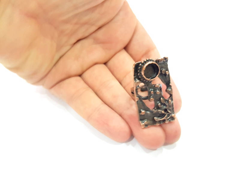 Copper Ring Blank inlay Ring Blank Mosaic Ring Bezel Base Settings Cabochon Mountings (10mm blank ) Antique Copper Plated Brass G9001