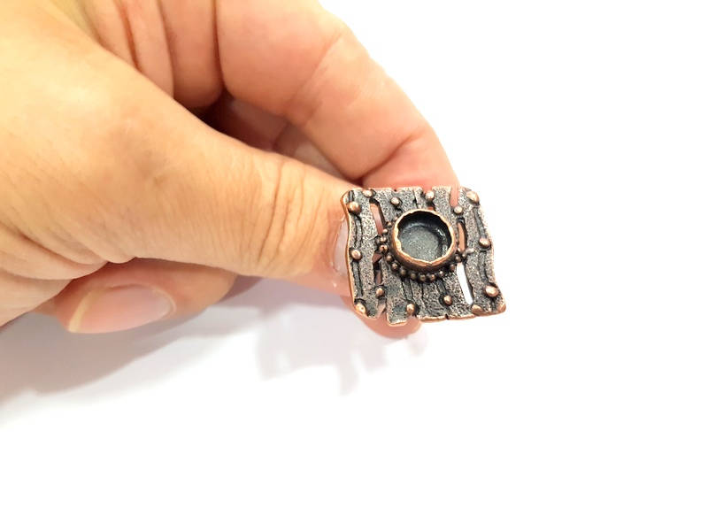 Copper Ring Blank inlay Ring Blank Mosaic Ring Bezel Base Settings Cabochon Mountings (10mm blank ) Antique Copper Plated Brass G9002