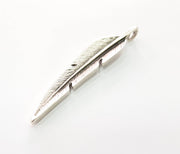 2 Silver Feather Pendant Antique Silver Plated Pendants (67x12mm)  G8424