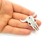Ox Head Skull Pendant Silver Pendant Antique Silver Plated Pendant (47x47mm) G8413