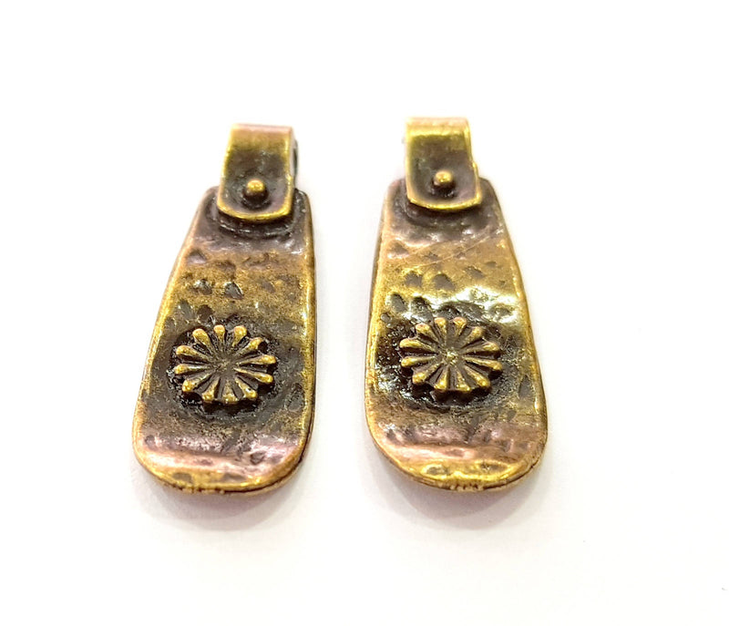 8 Antique Bronze Tribal Charm Antique Bronze Charm (28x9mm) G8427