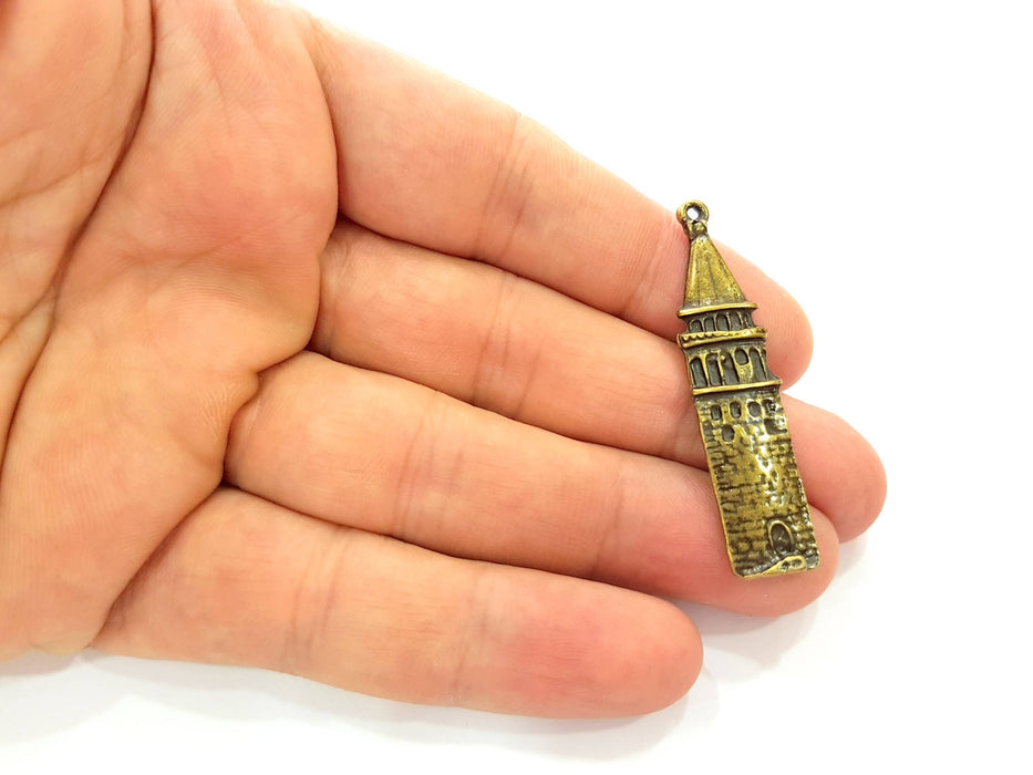 4 Antique Bronze Galata Tower Charm Antique Bronze Charm (50x11mm) G8429