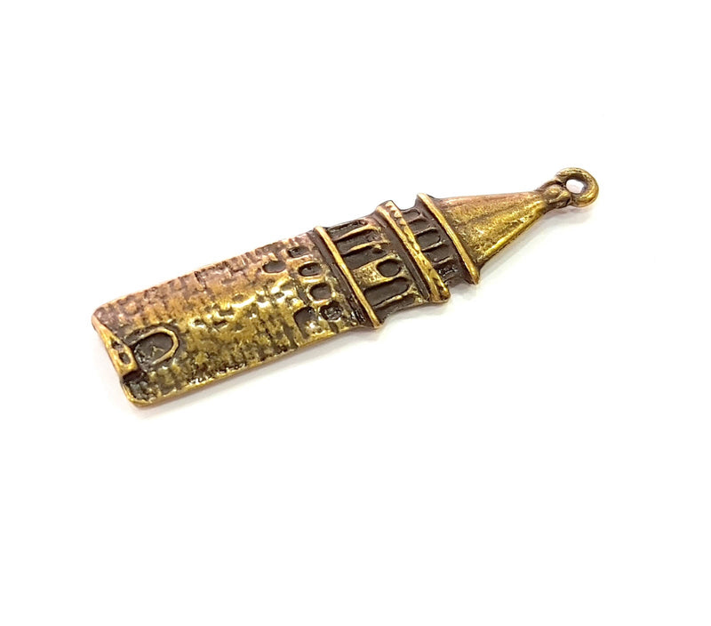 4 Antique Bronze Galata Tower Charm Antique Bronze Charm (50x11mm) G8429