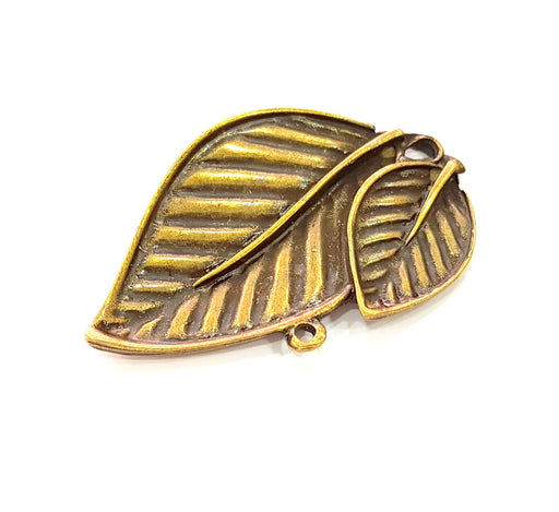 Antique Bronze Leaf Pendant Antique Brass Plated Pendant (62x41mm) G7369