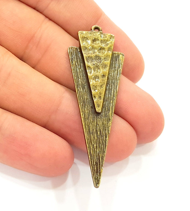 2 Triangle Pendant Antique Bronze Pendant (59x21mm) G8433