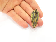 2 Antique Bronze Leaf Charm Antique Bronze Charm (47x18mm) G8434