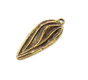 2 Antique Bronze Leaf Charm Antique Bronze Charm (47x18mm) G8434