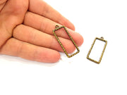 6 Antique Bronze Square Charm Antique Bronze Charm (43x17mm) G8443