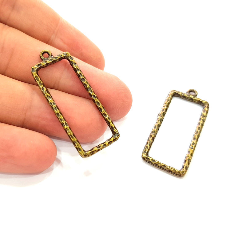6 Antique Bronze Square Charm Antique Bronze Charm (43x17mm) G8443