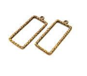 6 Antique Bronze Square Charm Antique Bronze Charm (43x17mm) G8443