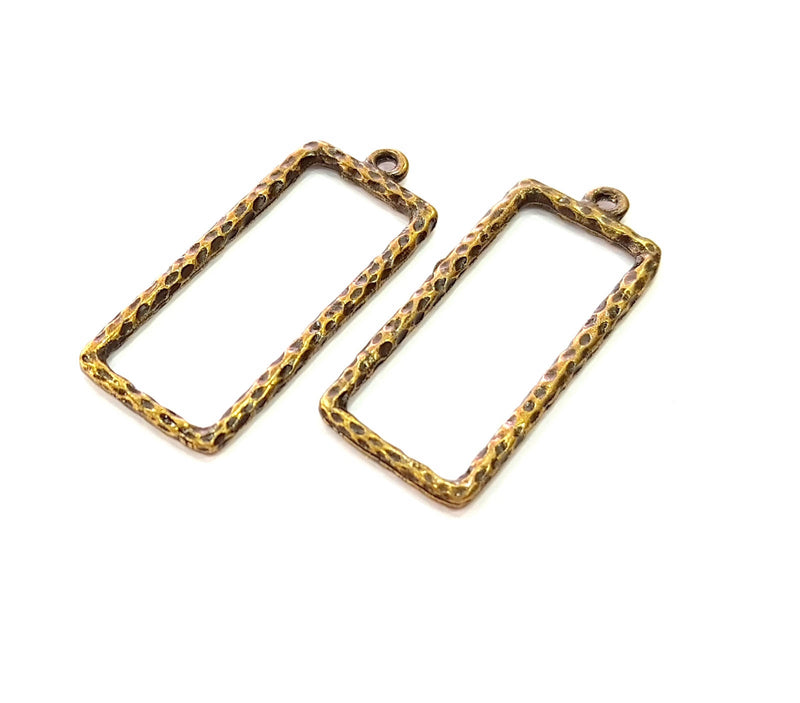 6 Antique Bronze Square Charm Antique Bronze Charm (43x17mm) G8443