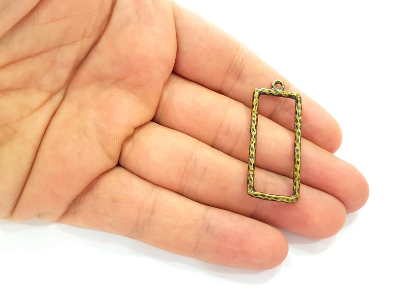 6 Antique Bronze Square Charm Antique Bronze Charm (43x17mm) G8443