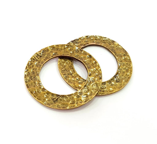 4 Antique Bronze Circle Connector Pendant (33mm) G8445