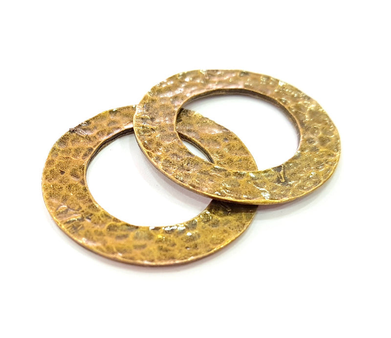 4 Antique Bronze Circle Connector Pendant (33mm) G8445