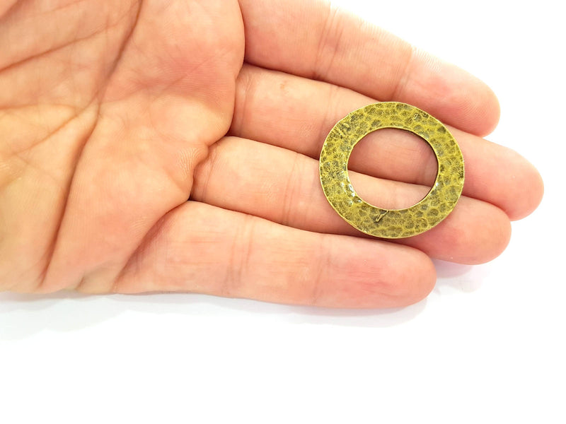 4 Antique Bronze Circle Connector Pendant (33mm) G8445