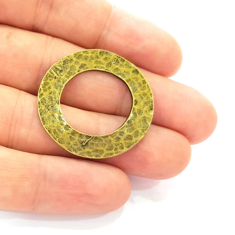 4 Antique Bronze Circle Connector Pendant (33mm) G8445