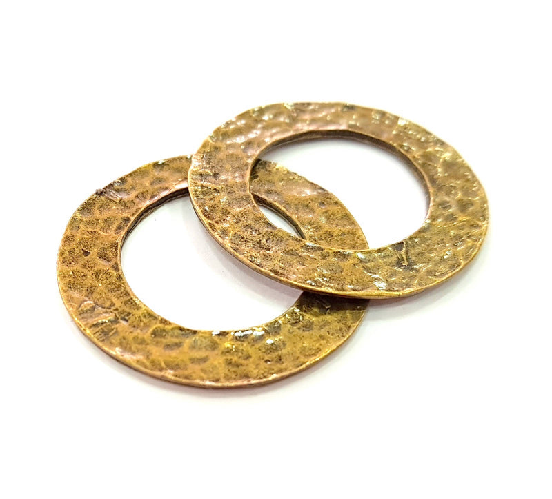 4 Antique Bronze Circle Connector Pendant (33mm) G8445
