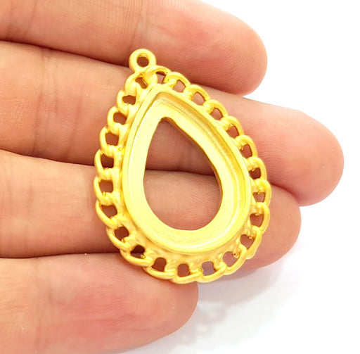 Gold Drop Pendant Gold Pendant Gold Plated Pendant Blank (41x30mm)  G8449