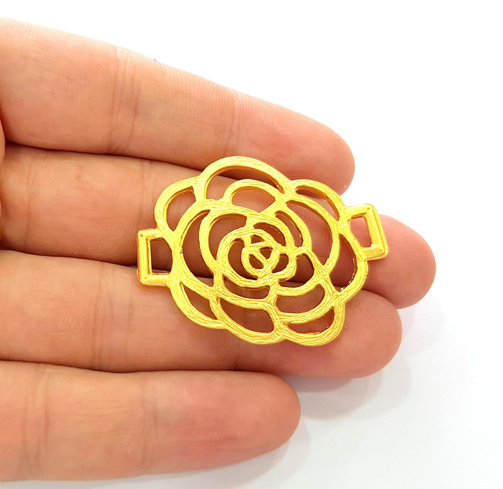 Gold Rose Connector Pendant Gold Plated Pendant (45x35mm)  G8456