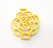 Gold Rose Connector Pendant Gold Plated Pendant (45x35mm)  G8456