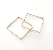 2 Silver Square Connector Pendant Antique Silver Plated Geometric Pendants (42mm) G8461