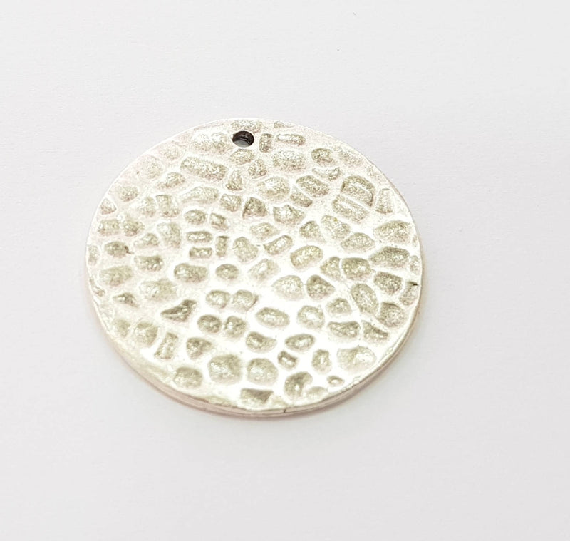 2 Antique Silver Plated Brass Charms 24mm  G13365