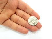 2 Antique Silver Plated Brass Charms 24mm  G13365