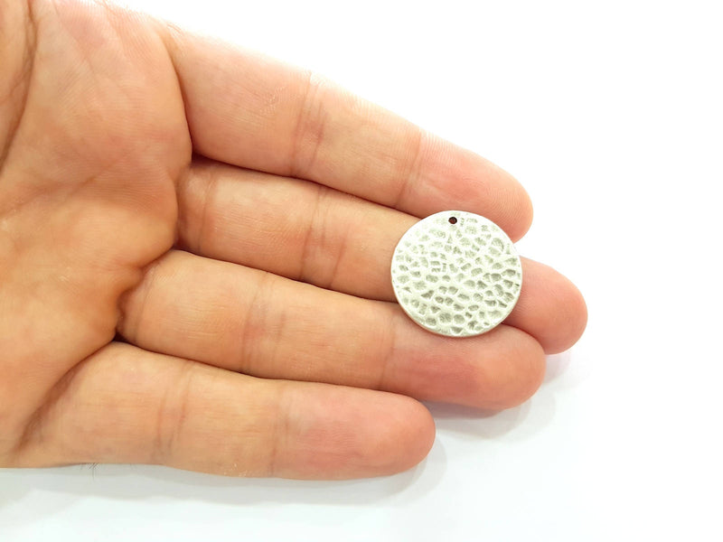 2 Antique Silver Plated Brass Charms 24mm  G13365