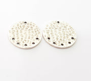 2 Silver Plated Connector Antique Silver Plated Brass Hammered Charms (21mm)  G8462