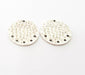 2 Silver Plated Connector Antique Silver Plated Brass Hammered Charms (21mm)  G8462