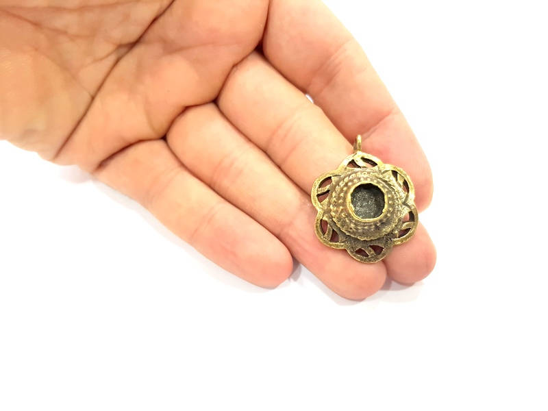 Pendant Blank Antique Bronze inlay Blank Mosaic Blank Resin Blank Bezel Base Setting Mountings Antique Bronze Plated Brass ( 28mm ) G9009