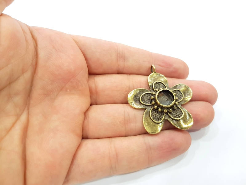 Pendant Blank Antique Bronze inlay Blank Mosaic Blank Resin Blank Bezel Base Setting Mountings Antique Bronze Plated Brass ( 40mm ) G9010