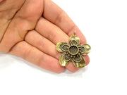 Pendant Blank Antique Bronze inlay Blank Mosaic Blank Resin Blank Bezel Base Setting Mountings Antique Bronze Plated Brass ( 40mm ) G9010
