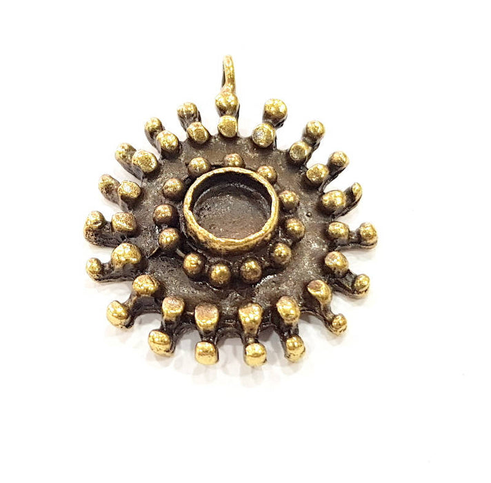 Pendant Blank Antique Bronze inlay Blank Mosaic Blank Resin Blank Bezel Base Setting Mountings Antique Bronze Plated Brass ( 35mm ) G9012