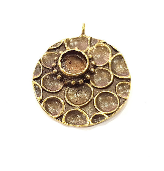 Pendant Blank Antique Bronze inlay Blank Mosaic Blank Resin Blank Bezel Base Setting Mountings Antique Bronze Plated Brass ( 40mm ) G9013