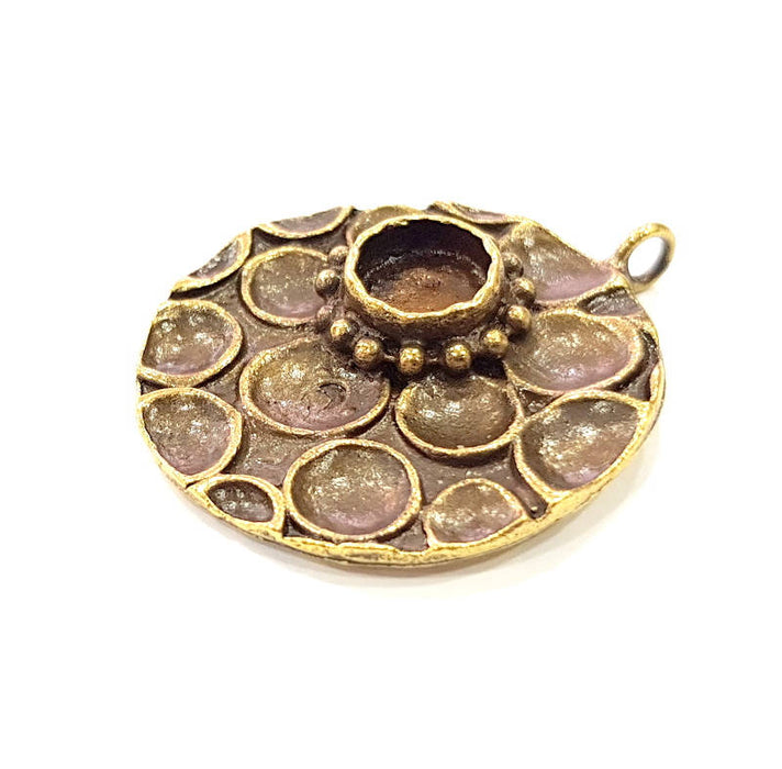 Pendant Blank Antique Bronze inlay Blank Mosaic Blank Resin Blank Bezel Base Setting Mountings Antique Bronze Plated Brass ( 40mm ) G9013