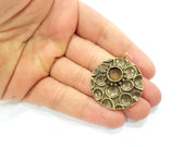 Pendant Blank Antique Bronze inlay Blank Mosaic Blank Resin Blank Bezel Base Setting Mountings Antique Bronze Plated Brass ( 40mm ) G9013