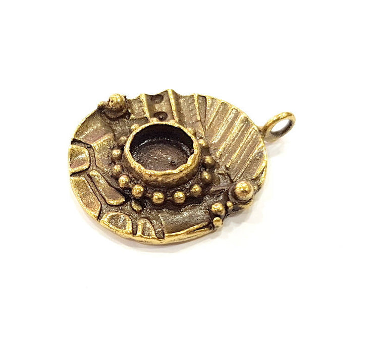 Pendant Blank Antique Bronze inlay Blank Mosaic Blank Resin Blank Bezel Base Setting Mountings Antique Bronze Plated Brass ( 36x27mm ) G9014