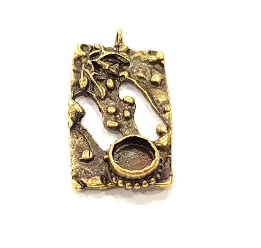 Pendant Blank Antique Bronze inlay Blank Mosaic Blank Resin Blank Bezel Base Setting Mountings Antique Bronze Plated Brass ( 45x24mm ) G9016