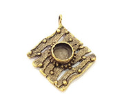 Pendant Blank Antique Bronze inlay Blank Mosaic Blank Resin Blank Bezel Base Setting Mountings Antique Bronze Plated Brass ( 41x34mm ) G9017