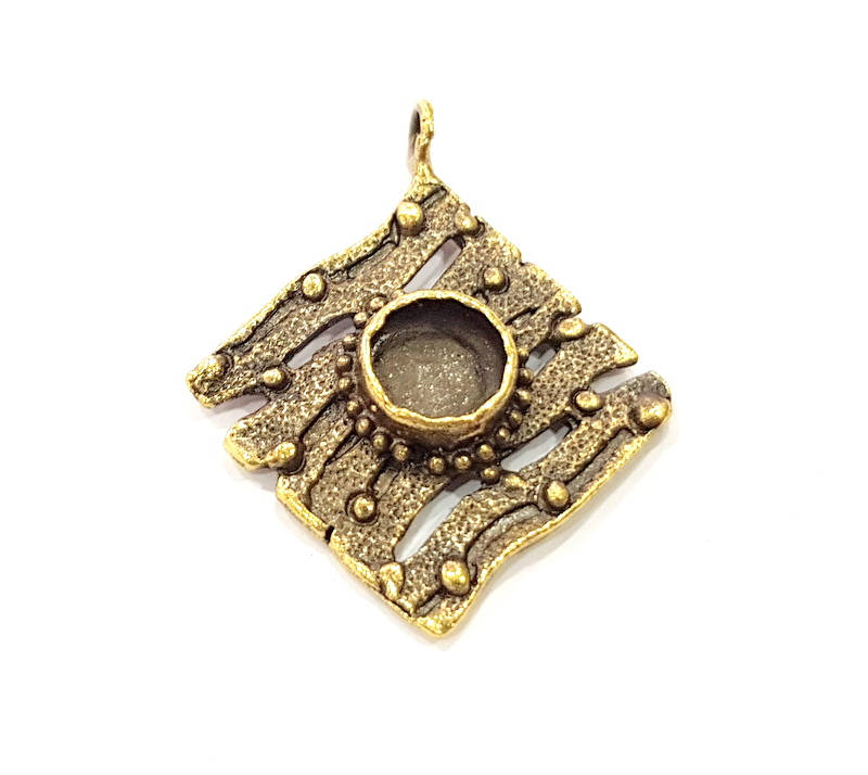 Pendant Blank Antique Bronze inlay Blank Mosaic Blank Resin Blank Bezel Base Setting Mountings Antique Bronze Plated Brass ( 41x34mm ) G9017