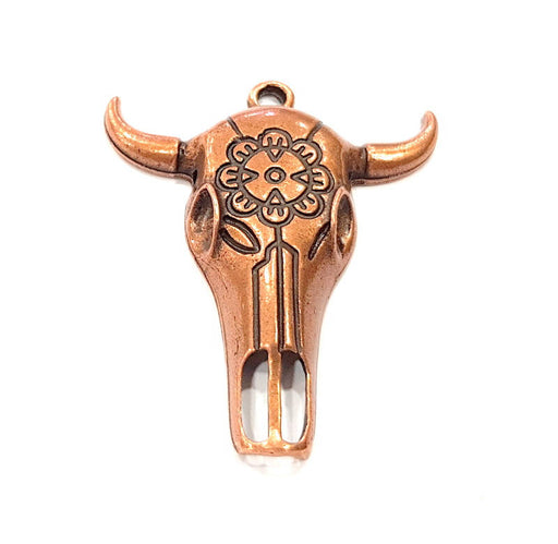 Copper Ox Head Skull Pendant 2 Pcs Antique Copper Plated Pendant (52x44mm)  G9020