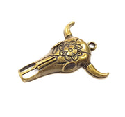 2 Ox Head Skull Pendant Antique Bronze Plated Pendant (52x44mm) G9021